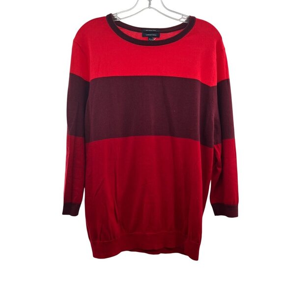 Lands' End Women's Striped Pullover Sweater 3/4 Sleeve Red/Multi Size XL - Picture 1 of 9